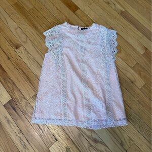 Pink Lace Blouse with Scalloped Sleeves